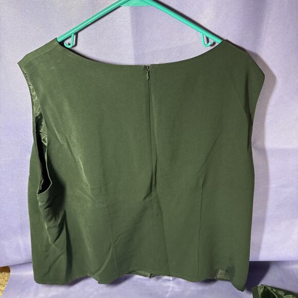 Koret Women Sz 22W Green Floral Button Jacket Cotton Shoulder Pads V3 - Picture 5 of 10